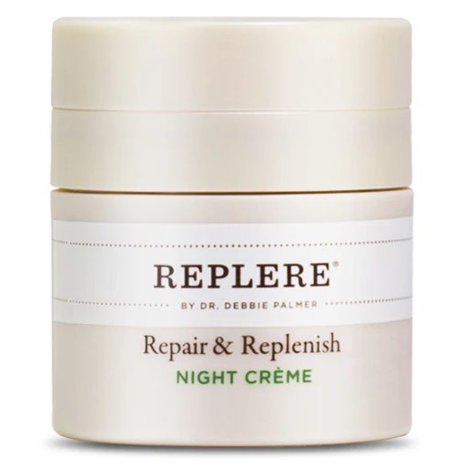 Replere Repair & Replenish Night Crème in a sleek jar, featured in a guide to skin-transforming products.
